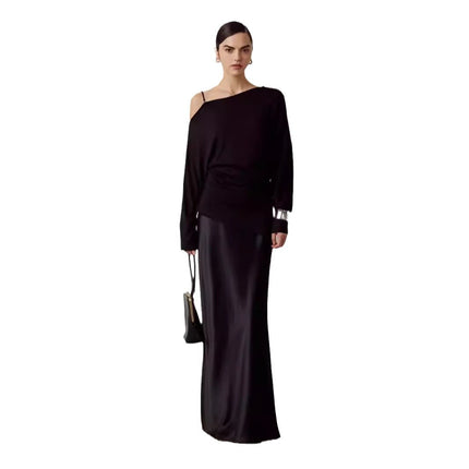 Triacetate Satin Fishtail Skirt Women's Slim Fashionable Hip Skirt Elegant Long Skirt Spring and Summer