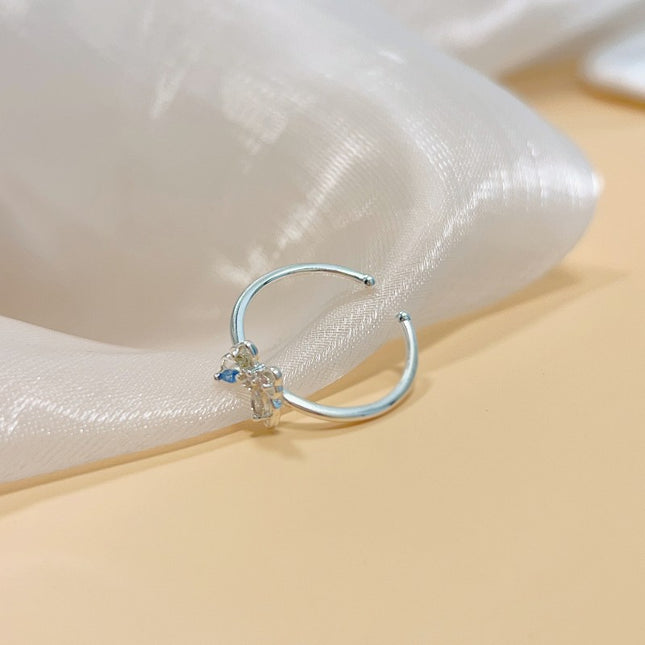 Chen 17 S925 sterling silver color diamond butterfly ring zircon ring ring open ring rhinestone personality female niche design
