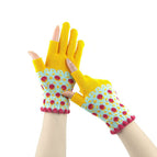 Small flower two-finger gloves [yellow]]