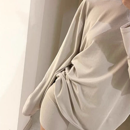 Spot Bf Style Skims Lazy and Skin-Friendly Loose Long-Sleeved T-Shirt Women's Kardashian Home Wear Shorts Pajama Set