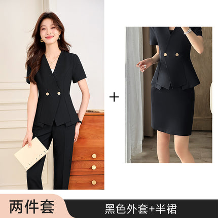 High-End Suit Suit Women's Summer Short-Sleeved Business Attire Hotel Manager Front Desk Reception Jewelry Store Gold Store Work Clothes