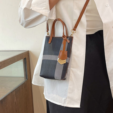 Mini Niche Handbag Women's 2024 New Fashion Plaid Small Bag Shoulder Bag Crossbody Bag Stylish Mobile Phone Bag