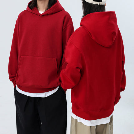 Lamb Wool Drop-Shoulder Loose Sweatshirt with Pockets, Hooded Pullover, Trendy Heavyweight Thickened Autumn and Winter Hoodie, Casual Fashion