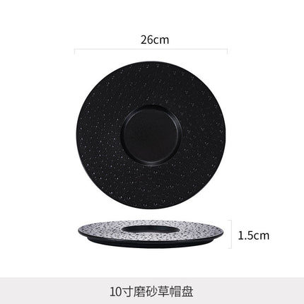 Simple Nordic Style Solid Color Ceramic Western Food Steak Plate High Color Value Mars Pit with Edge Disc Dim Dessert Plate