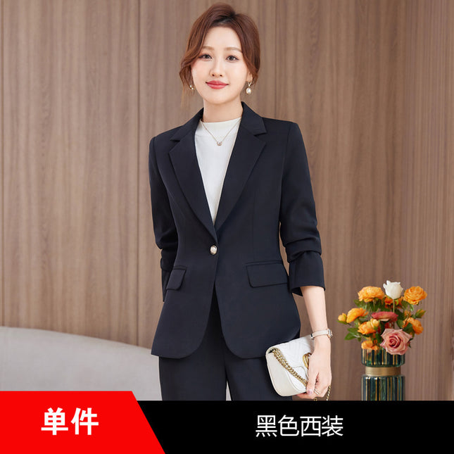 light blue Suit suit Women's 2023 New Autumn and Winter Thickened Business Wear Commuting Elegant Fashionable Age-reducing Two-piece Set