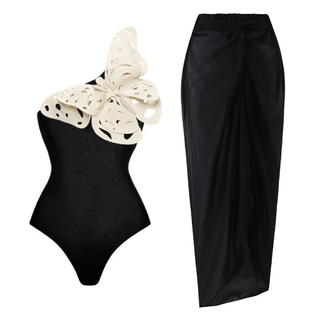 2025 new European and American beach holiday 3D butterfly decoration Amazon AliExpress one-piece swimsuit women cross-border explosions