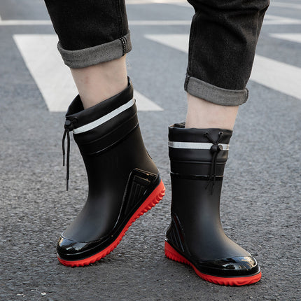 New men's rain boots non-slip thick-soled waterproof boots wear-resistant fashion outer wear car wash work rubber shoes overshoes men's thick