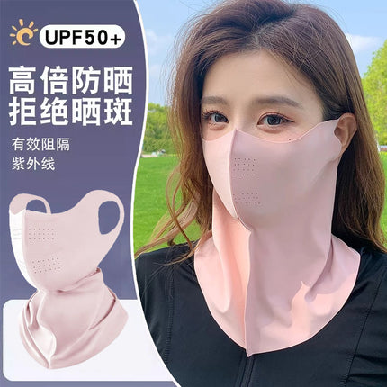 Ice Silk Gradient Blush Sunscreen Mask for Women Summer Anti-Uv Full Face Sunshade Mask Thin Breathable Face Mask