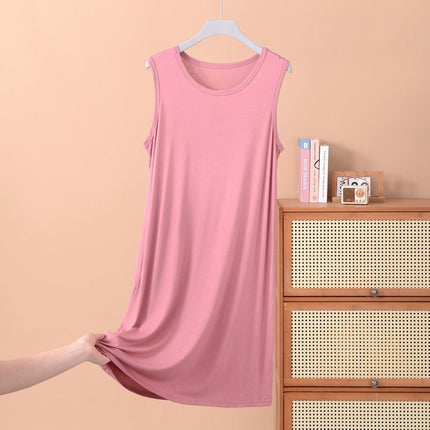 Modal Vest Dress Nightgown Women's Bottoming Skirt Summer Large Size Thin Sleeveless Mid-Length Skirt Fat mm 100kg Dress