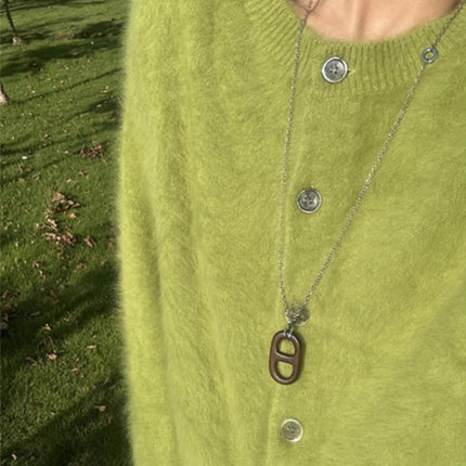 Milk Hoo Hoo Soft Waxy Green Imitation Mink Cashmere Sweater Coat Women's Autumn and Winter Lazy Wind Loose Outer Wear Knitted Cardigan