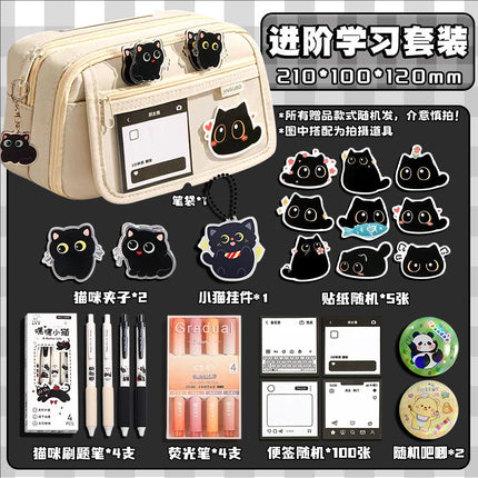 Cat Pencil Bag Large Capacity Transparent Storage Bag Girls 2025 New Super Popular Stationery Box Student High-End Pencil Bag