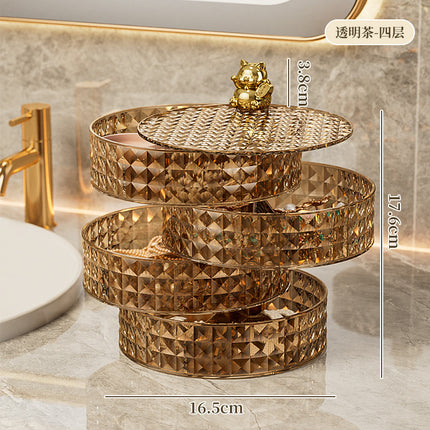 Desktop Rotating Jewelry Storage Box Home Dormitory Multi-Layer Cosmetics Storage and Organization Jewelry Box Dust-Proof Storage Rack