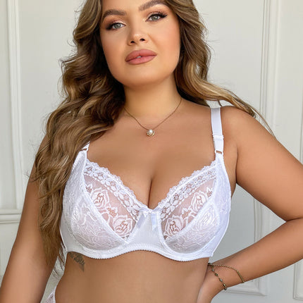 A cross-border new European and American ultra-thin double-breasted steel ring lace underwear adjustable plus size bra bra bra