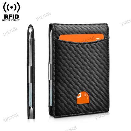 Cross-border Gold Clip Men's Wallet RFID Anti-theft Brush Zipper Coin Bag Carbon Fiber Wallet Wallet