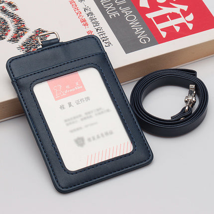 Leather Lanyard Work Id Card Holder with Multiple Card Slots, Customizable Company Logo