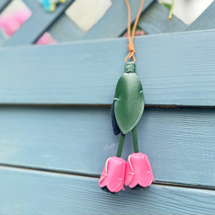 New Tulip DIY Handmade Leather High-end Sense Bag Pendant Flower Bag Hanging Keychain Decoration Activity Products