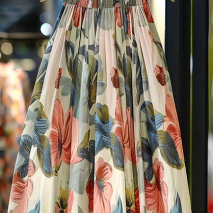French-Style Pear-Shaped Figure Niche Fairy Ultra-Fairy High-End Printed High-Waisted A-Line Skirt for Women in Summer