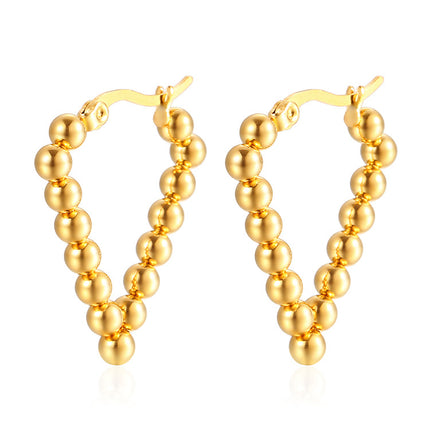 Cross-border European and American fashion geometric stainless steel welding bead earrings simple fashion Joker plated 18K earrings wholesale