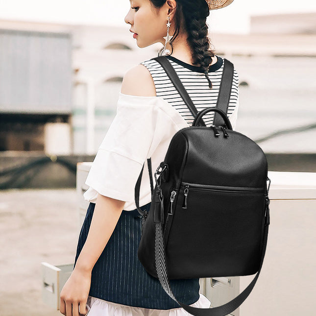 Genuine Leather Backpack for Women 2025 New Model Large Capacity Student School Bag with Multiple Pockets Urban Simple Versatile