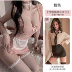 Pink maid + tie secretary / Free size【 40-60kg 】