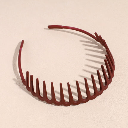 Japanese and Korean Style Simple Candy Color Large Wave Hair Band Internet Popular Non-Slip Toothed Headwear Outgoing Hair Pressure Wash Hair Band