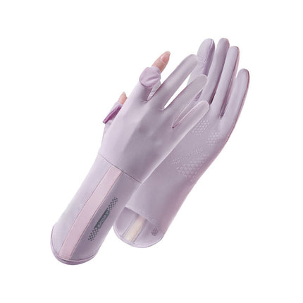 New ice sunscreen gloves summer riding non-slip breathable ice silk gloves high elastic finger flip touch screen gloves wholesale