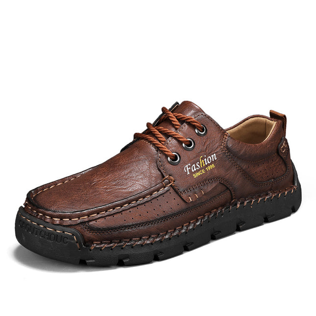 Cross-border Explosions Leather Shoes Men's Low-top Lace-up Soft-soled Casual Shoes Men's Hand-stitched Sole Retro Extra Large Size Men's Shoes 4748