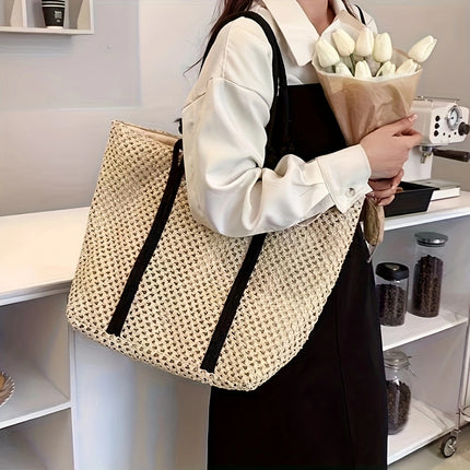2025 New Straw Bag Fashion Commuting Bag Women's Easiest for Match Shoulder Bag Large Capacity Tote Bag Handmade Woven Bag