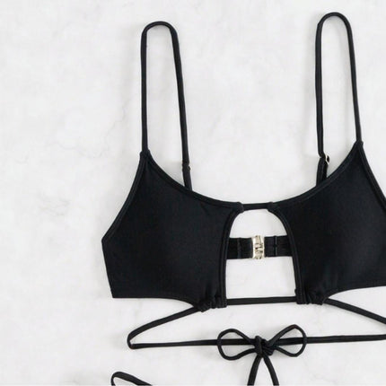 Black bikini split swimsuit sexy backless three-point bikini fashion European and American style swimsuit wholesale