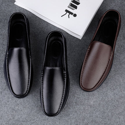 Live Broadcast Explosions Doug Shoes Men's Genuine Leather Cowhide Cross-border High-end Casual Dad Shoes Middle-aged Slip-on Loafers Men