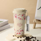 (including tax price) / Double drinking coffee cup 530ml peach blossom (5d process)