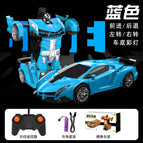 Ordinary remote control transforming car + rechargeable battery + charging cable [blue]
