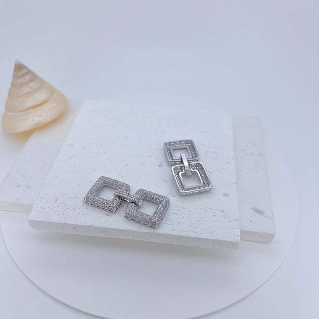 Wholesale micro inlay square necklace bracelet buckle jewelry accessories full zirconium necklace connection button DlY material accessories