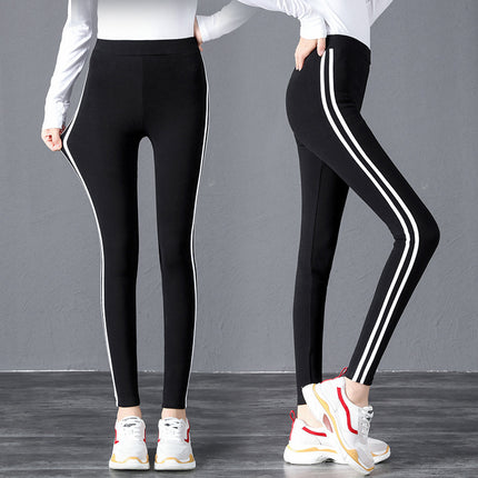 Spring and autumn stretch knitted leggings women's slim fit plus size parallel bars pencil pants casual running pants sports long pants