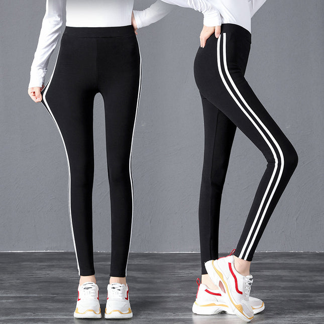 Spring and autumn stretch knitted leggings women's slim fit plus size parallel bars pencil pants casual running pants sports long pants
