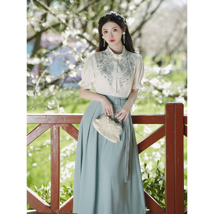 Real shot new national style Chinese element retro style new dress overskirt suit price limit +40
