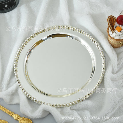 European High-End Metal Round Tray Fruit Cake Plate Baking Afternoon Tea Party Ktv Wedding Table Supplies