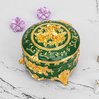 Jewelry box round rose gold green