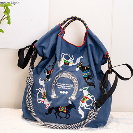 ball chain Japanese high quality eco-friendly shopping bag embroidered hand canvas bag nylon shopping bag