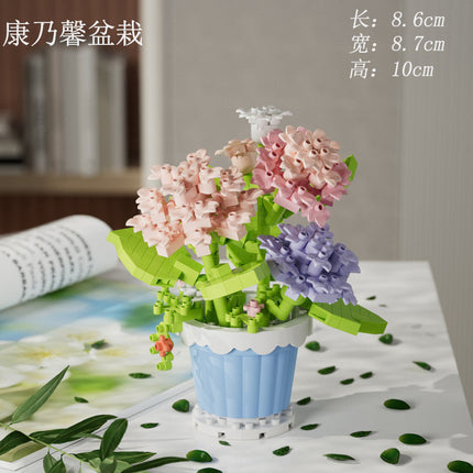 Compatible with Lego Forever Flower Sunflower Rose Fleshy Potted Plants Assembled Building Blocks Toy Valentine's Day Gift for Girls