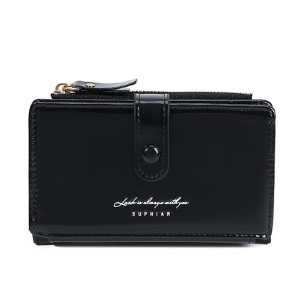 Cross-Border Southeast Asia Multi-Card Slot 80% off Women's Wallet Card Holder Integrated Pu Lacquer Simple Mid-Length Women's Wallet