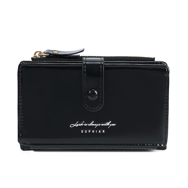 Cross-Border Southeast Asia Multi-Card Slot 80% off Women's Wallet Card Holder Integrated Pu Lacquer Simple Mid-Length Women's Wallet