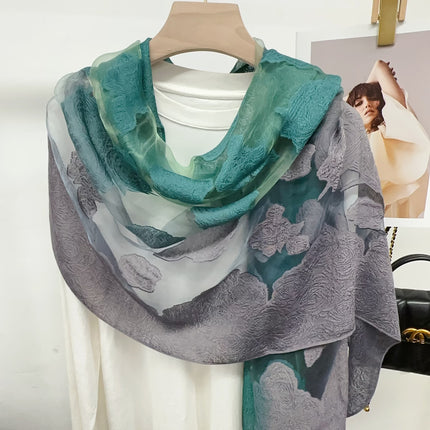 Three-dimensional Flower Cutting Scarf Women's Spring and Autumn Korean-style Organza Rose Long Scarf Gauze Dual-use Shawl