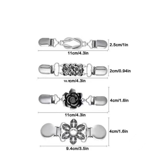 European and American Retro Alloy Sweater Clip Scarf Cardigan Button Shirt Collar Clip Anti-Exposure Beam Tight Clip Brooch Factory Direct Sale