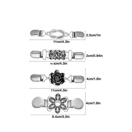 European and American Retro Alloy Sweater Clip Scarf Cardigan Button Shirt Collar Clip Anti-Exposure Beam Tight Clip Brooch Factory Direct Sale