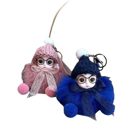 Fox Real Hair Ball Internet Celebrity Small Pendant Sleeping Doll Advanced Sense Doll Pendant Car Keychain Pendant for Women