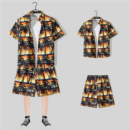 Short-sleeved Flower Shirt Hainan Island Clothing Beach Clothing Sanya Summer Weifeng Thailand Travel Men's Couple Summer Thin suit