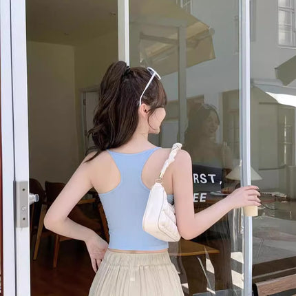 Thread Cotton Back I-shaped Design Sense Beautiful Back Integrated Fixed Cup Sling All-match Slim Look Slim Vest Base
