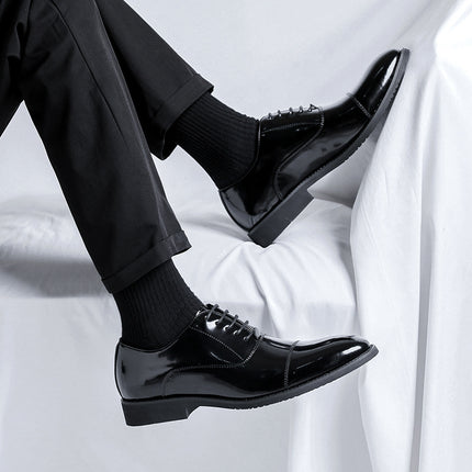 Korean Style Triple Joint Black Soft Face Wedding Shoes for Groom 2023 Summer New Youth Dress Business Suit Leather Shoes