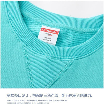 Men's Autumn AG380 g Cotton Heavy Loop Crewneck Men's Sweater Inverted Triangle Solid Color Printed Men's Fashion Brand